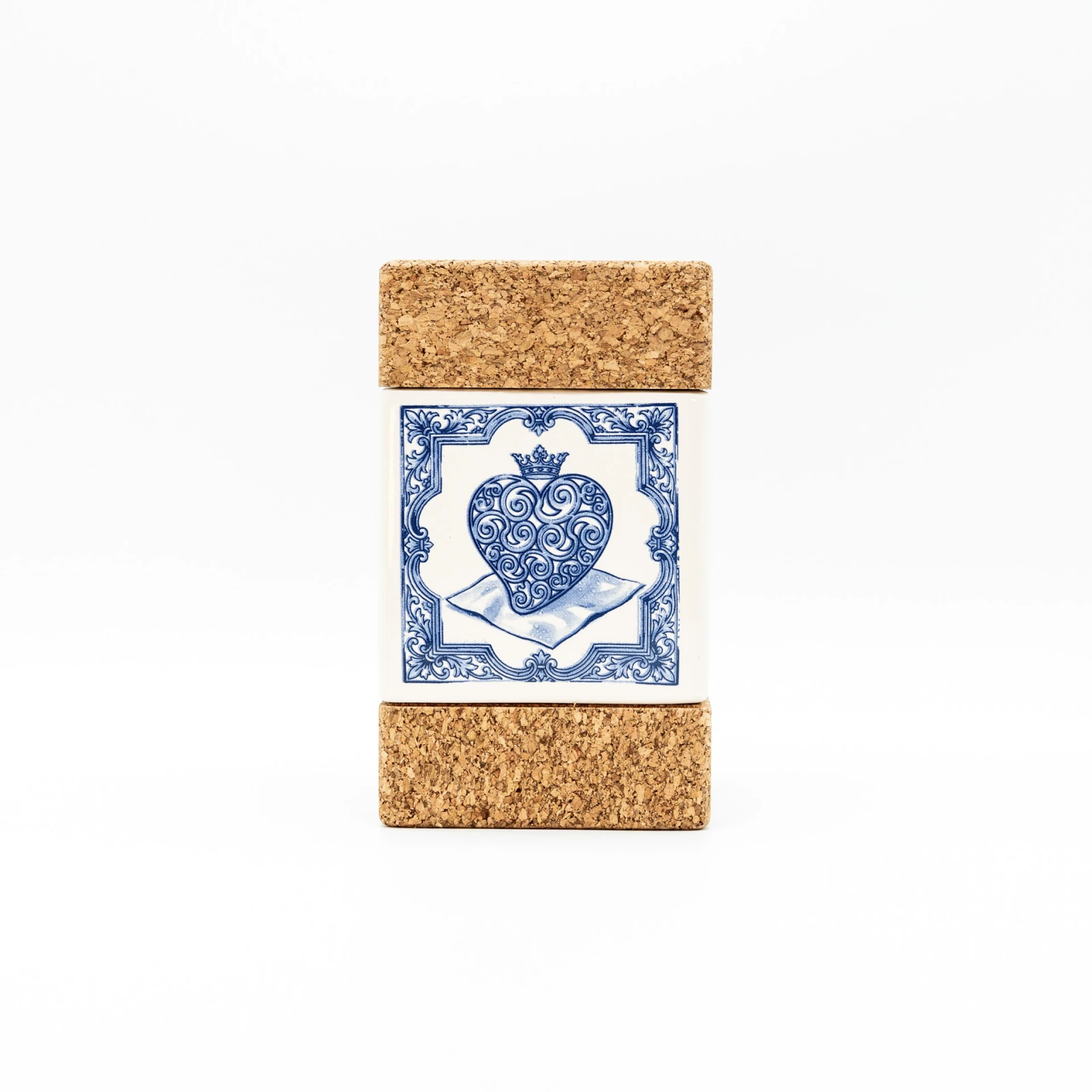 CUBE 2 LIDS gift box in Portuguese faience and cork — The Viana Heart, Tile